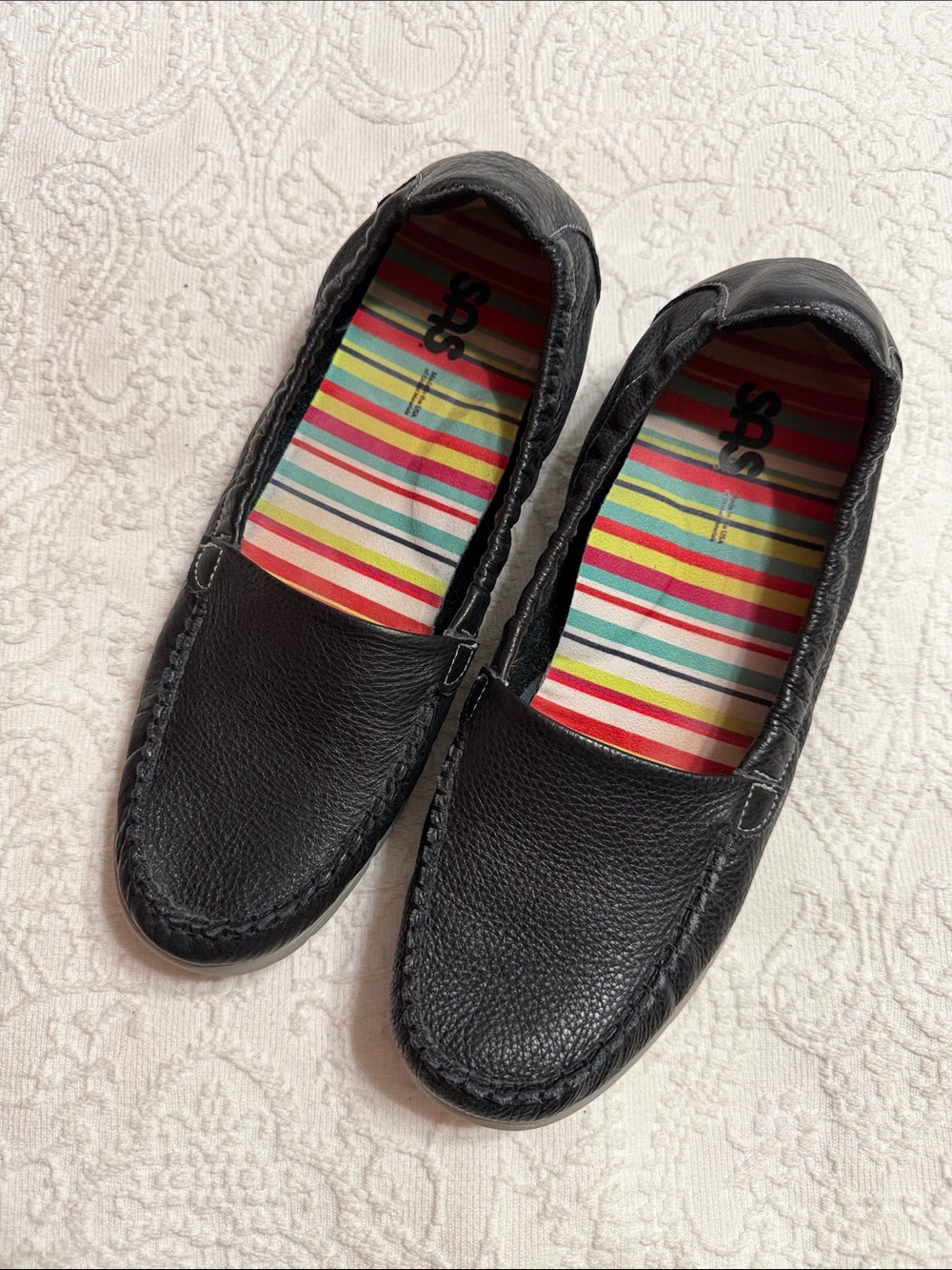 SAS Black Pebbled Leather Ballet Flats Size 11.5 Women